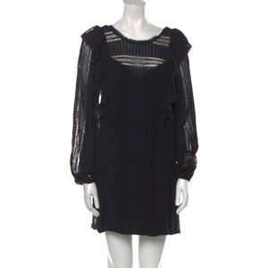 Sezane Black Long Sleeve Dress